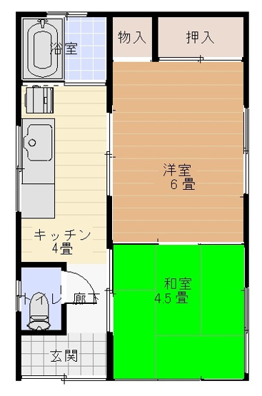【間取り】 | 倉見脇貸家 | 平屋なので上下階の音の心配ありません