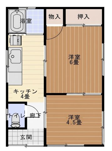 【間取り】 | 倉見脇貸家 | 平屋なので上下階の音の心配ありません