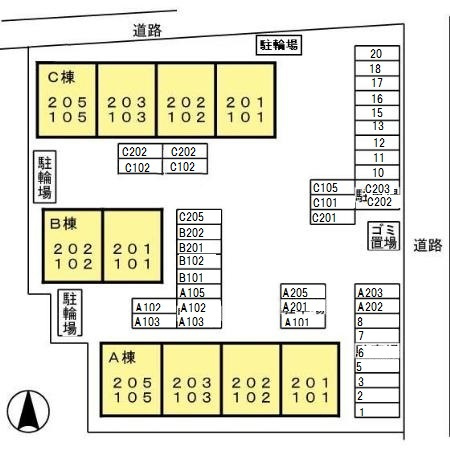 ミキハウス　B棟の区画図|配置図
