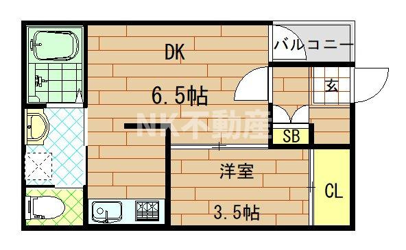 【間取り】 | アレスグーテ（八戸ノ里賃貸） | 間取りです