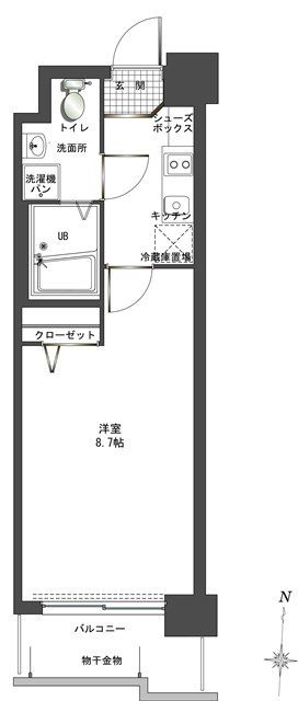 エンクレスト警固の間取り|エンクレスト警固（1K)