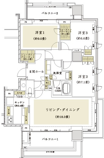 千代田区三番町の賃貸マンションの間取り