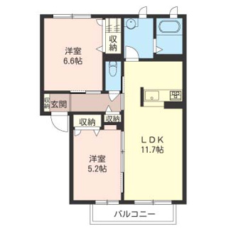 【間取り】 | 【シャーメゾン】オークヴィレッジ | 広々2LDK