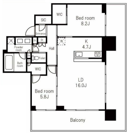 港区六本木３丁目の賃貸マンションの間取り