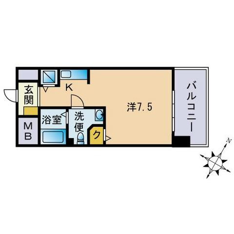 カスタリア薬院の間取り|カスタリア薬院（1R)　