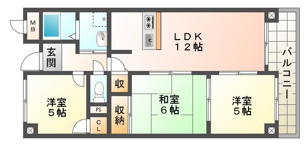 フォーラム城ヶ岡弐番館の間取り