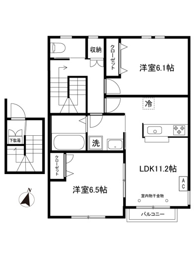 【間取り】 | カトレア | カップルさんやファミリーさんにもオススメの2LDKタイプ！なんと言っても最上階・二面採光なのが嬉しい♪