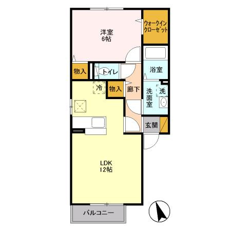 クレストパークEの間取り|1LDK