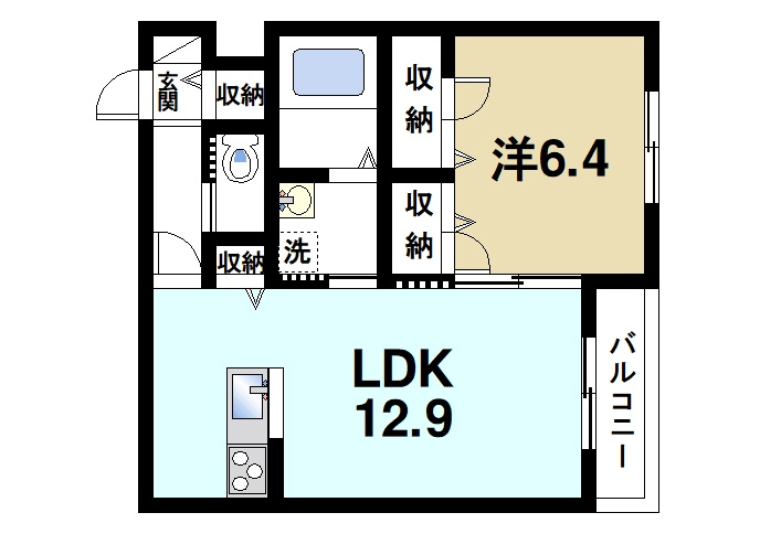 ベル・フルールの間取り|1LDKの間取です。