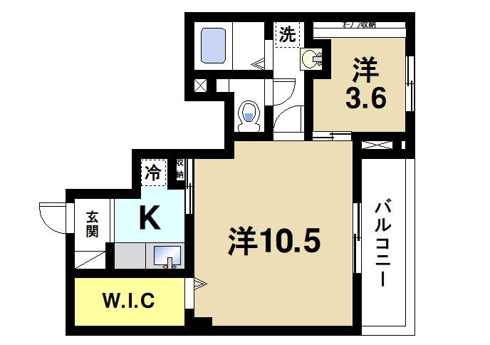 メゾン・アルバの間取り|ゆったりと暮らせる2Kの間取りです。