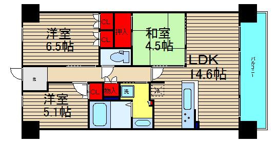 シャルマンフジスマート住之江ファミリアの間取り