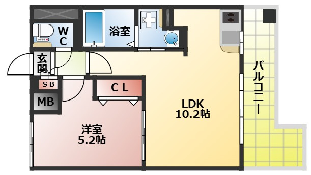 Ｍ’プラザ 香里六番館の間取り|１ＬＤＫの間取り