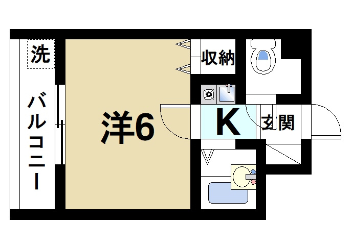 ラックハウスの間取り|1Kです