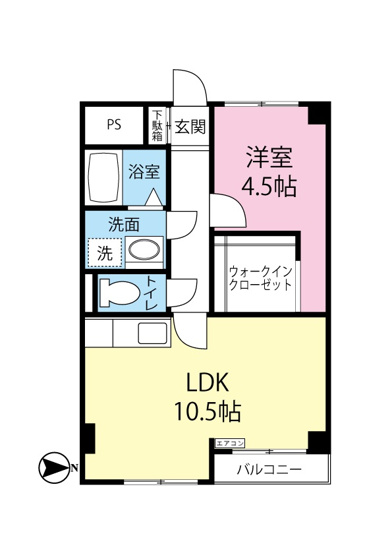 【間取り】 | アルプハイツ梶ヶ谷 | 1LDKタイプなのでキッチンと寝室を分けたい方におすすめ☆カップルさんや新婚さんにも大人気！なんと言っても角部屋なのが嬉しい♪