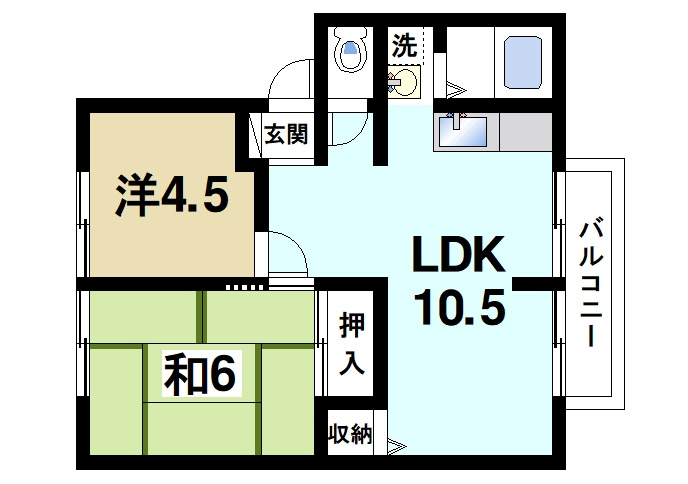 フローラ東坂の間取り|2LDKの間取り