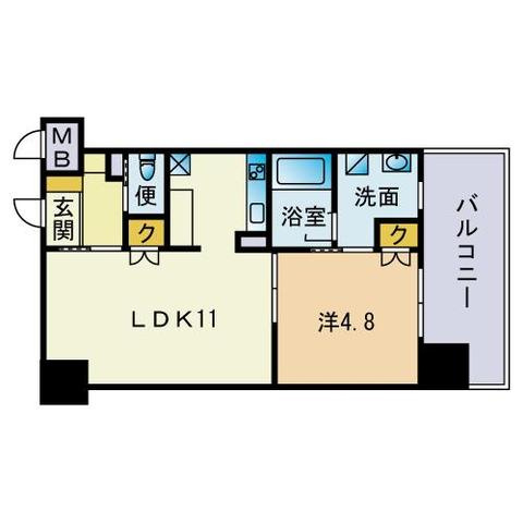 アーバンローズ薬院の間取り| アーバンローズ薬院(1LDK）
写真は別号室タイプです
