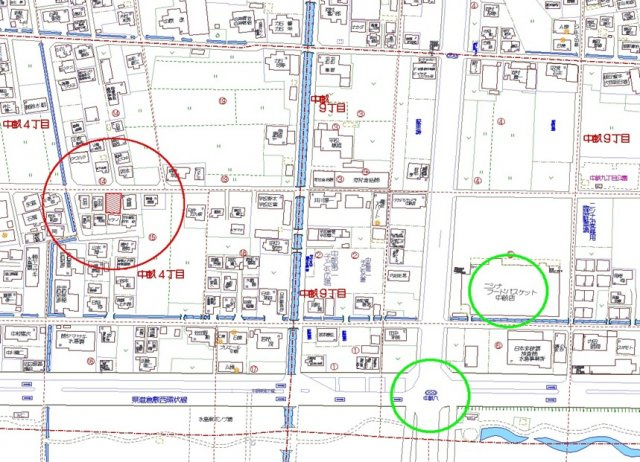 倉敷市中畝４丁目　売地の地図