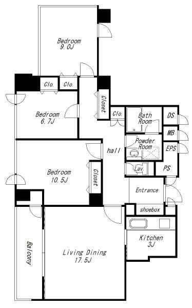 港区港南４丁目の賃貸マンションの間取り