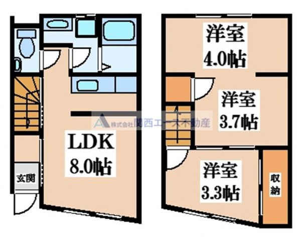 【間取り】 | 花園西町１丁目貸家