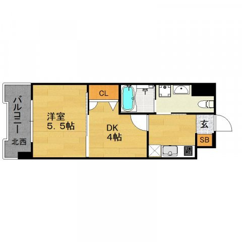 アイセレブ薬院の間取り|アイセレブ薬院(2K）
写真は別号室です