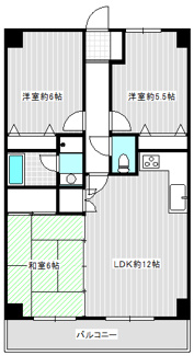 【間取り】 | ソネット高野 | 広々使いやすい３ＬＤＫ。眺望も陽当りも良好です