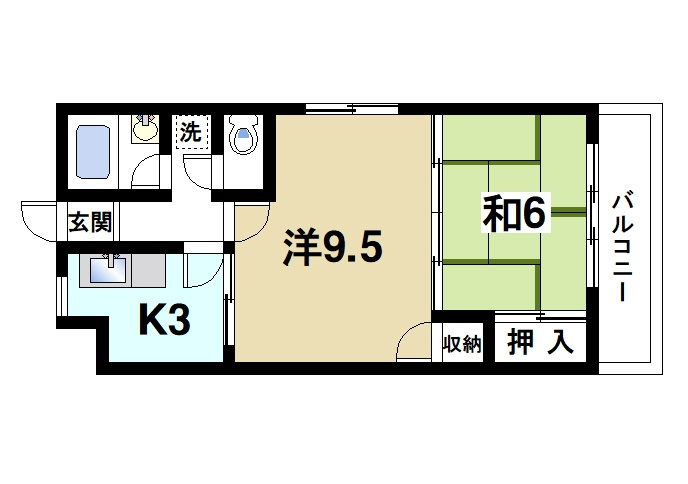 木村マンションの間取り|1DKの間取りになっております。