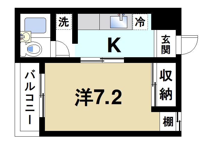 サニーハイツの間取り|1Kの間取りです