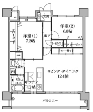 レジデンツァ大橋 の間取り| レジデンツァ大橋（2LDK)　間取り