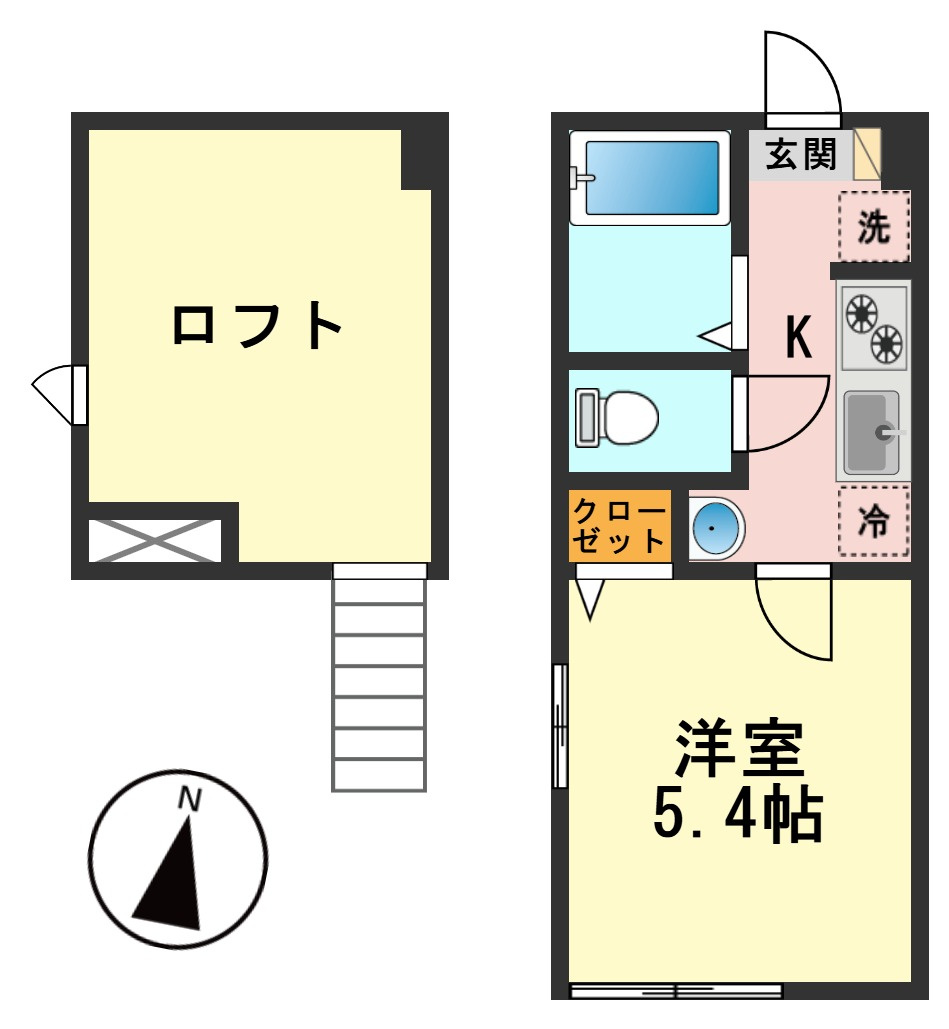 ペルラ小岩の間取り|反転タイプのお部屋になります