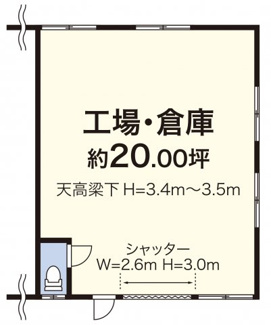 【間取り】 | 新吉田町5157-2C貸工場・貸倉庫 | 約２０坪（６６．１２㎡）