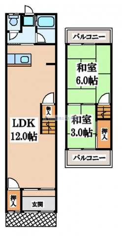 【間取り】 | 花園西町１丁目貸家