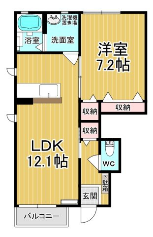 【間取り】 | ラ・フォルトゥーナＤ | 日当たり良好！カップルさんにオススメのお部屋です♪