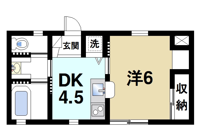 サンフェアリーⅤの間取り|単身様にゆったり広々暮らして頂ける間取りです。