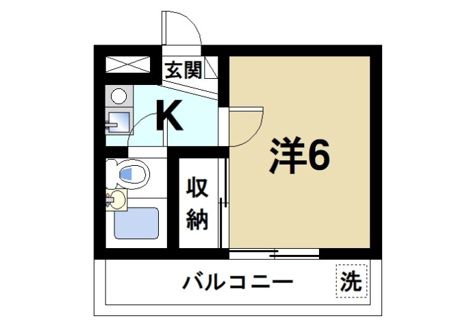 天平ハイツの間取り|学生さんにピッタリなシンプル１Kタイプです