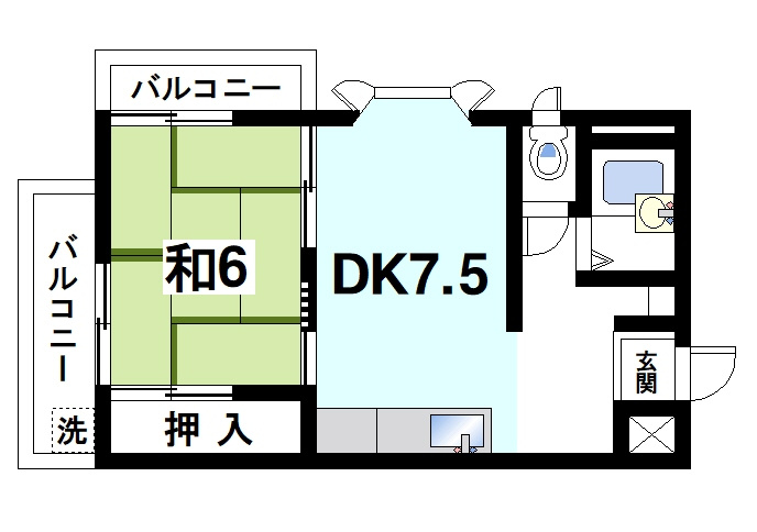 シティパレス学園前Part-1の間取り|風通しがよく換気がしやすい間取りです