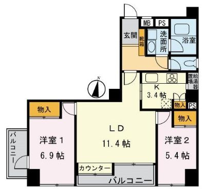 千代田区神田三崎町２丁目の賃貸マンションの間取り
