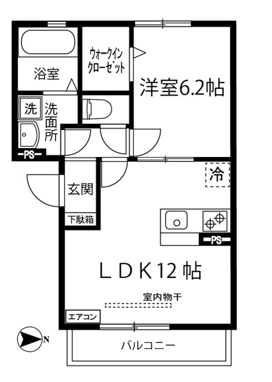 【間取り】 | サニープレイス | 1LDKタイプはキッチンと寝室を分けたい方におすすめです☆カップルさんや新婚さんにも大人気！なんと言っても最上階なのが嬉しい♪