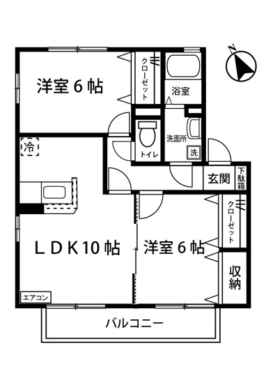 【間取り】 | ホワイトベルB | カップルさんやファミリーさんにもオススメの2LDKタイプ！なんと言っても角部屋・最上階なのが嬉しい！