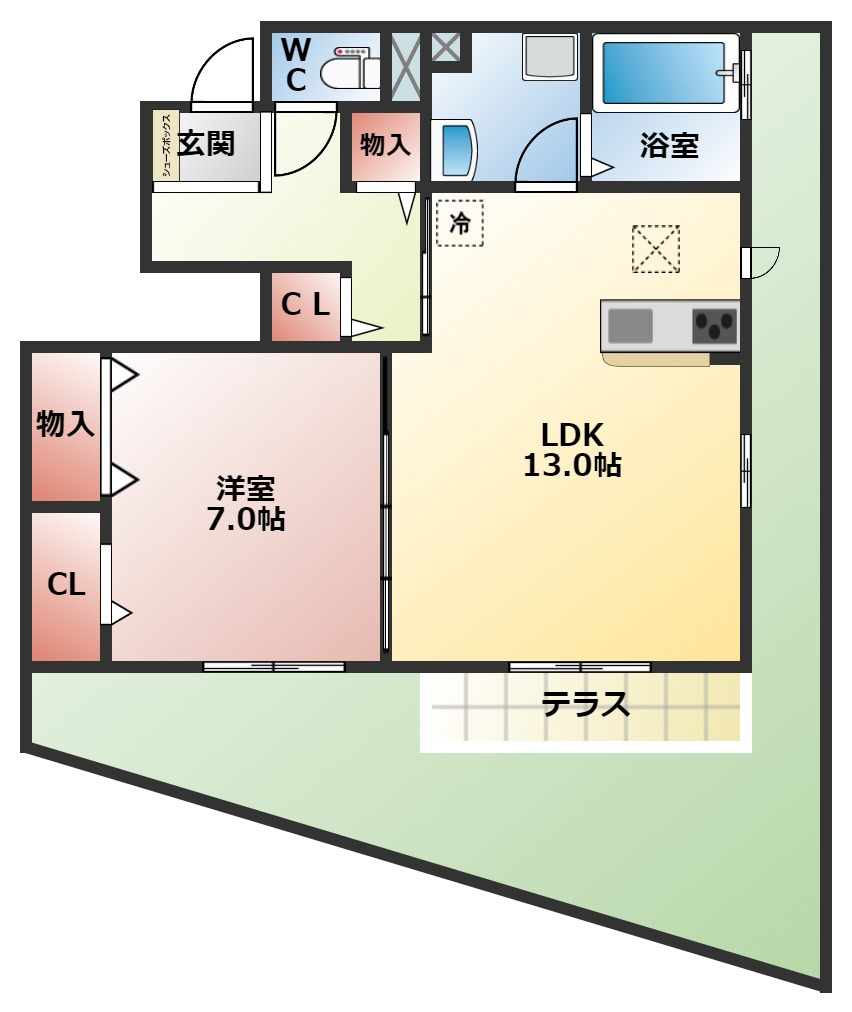 プランドールの間取り|１ＬＤＫの間取り
