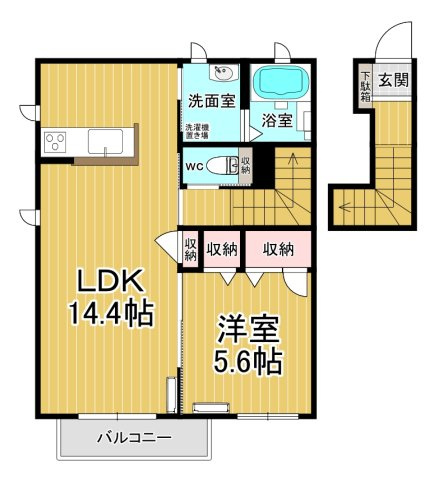 【間取り】 | アリエッタＫ | 2部屋採光の明るい室内です。