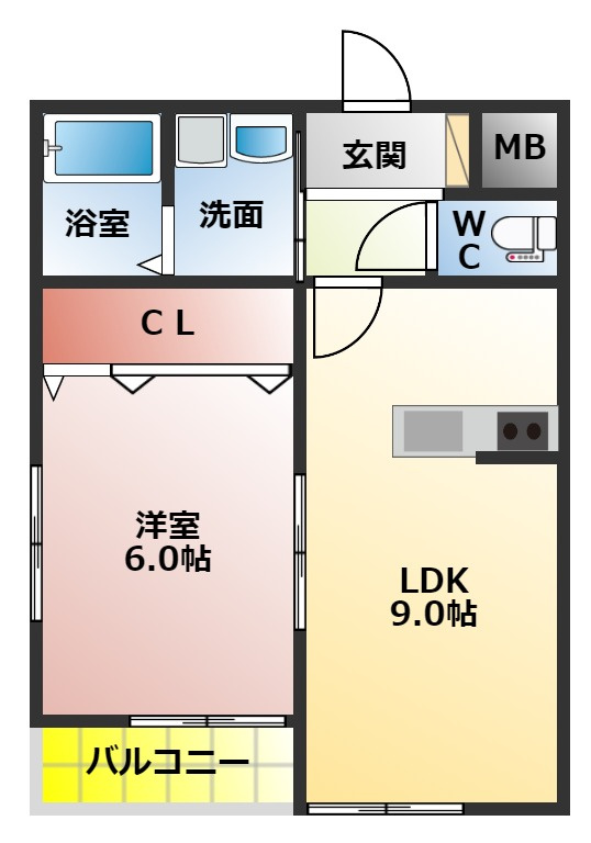 クラウディア香里ヶ丘の間取り|１ＬＤＫの間取り