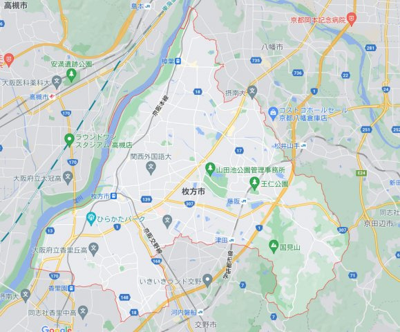 クラウディア香里ヶ丘の地図|枚方市全域地図