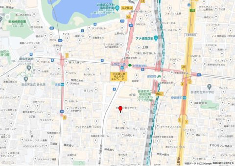 台東区上野３丁目の事務所の地図