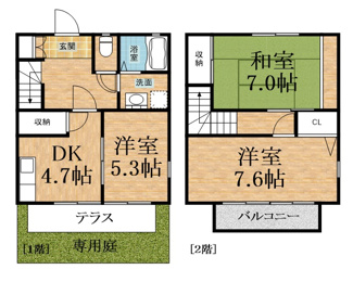 【間取り】 | グリーンビレッヂおゆみ野Ｄ