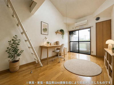 【洋室】 | チョコレートヒルズ | 西向き洋室6.4帖☆バルコニーに繋がるお部屋です♪エアコン・照明付きで1年中快適に過ごせますね☆
