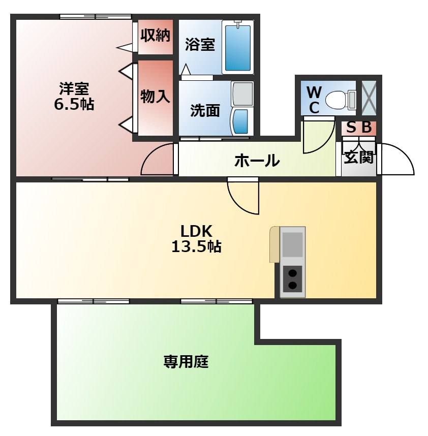 ゼフィランサスの間取り|１ＬＤＫの間取り