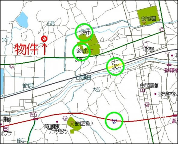 浅口市金光町占見　中古戸建ての地図