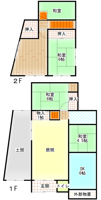 浅口市金光町占見　中古戸建ての間取り