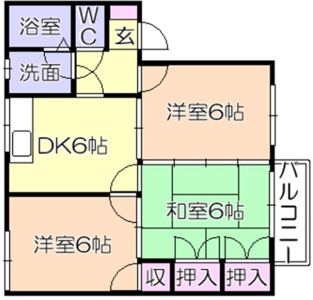 メゾンドール津福の間取り|南向き
