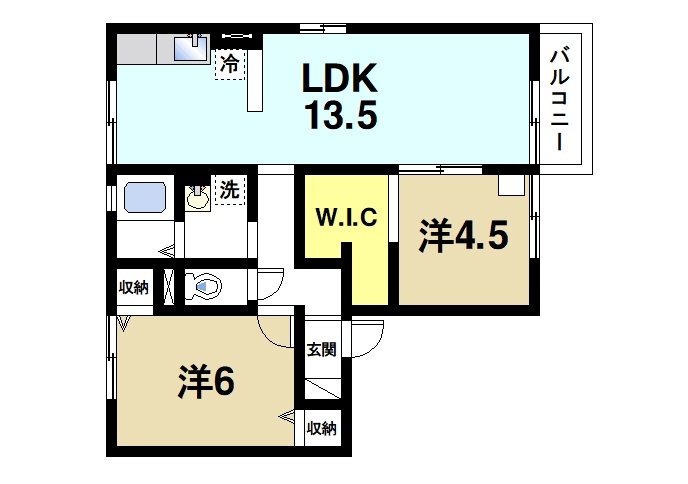 プラムハイツの間取り|2LDKの間取りです